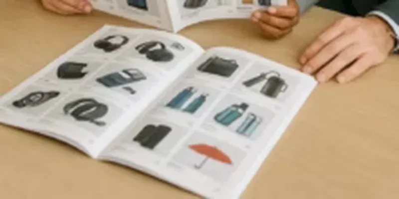 Ejecutivos revisando catálogos empresariales impresos en papel couché premium