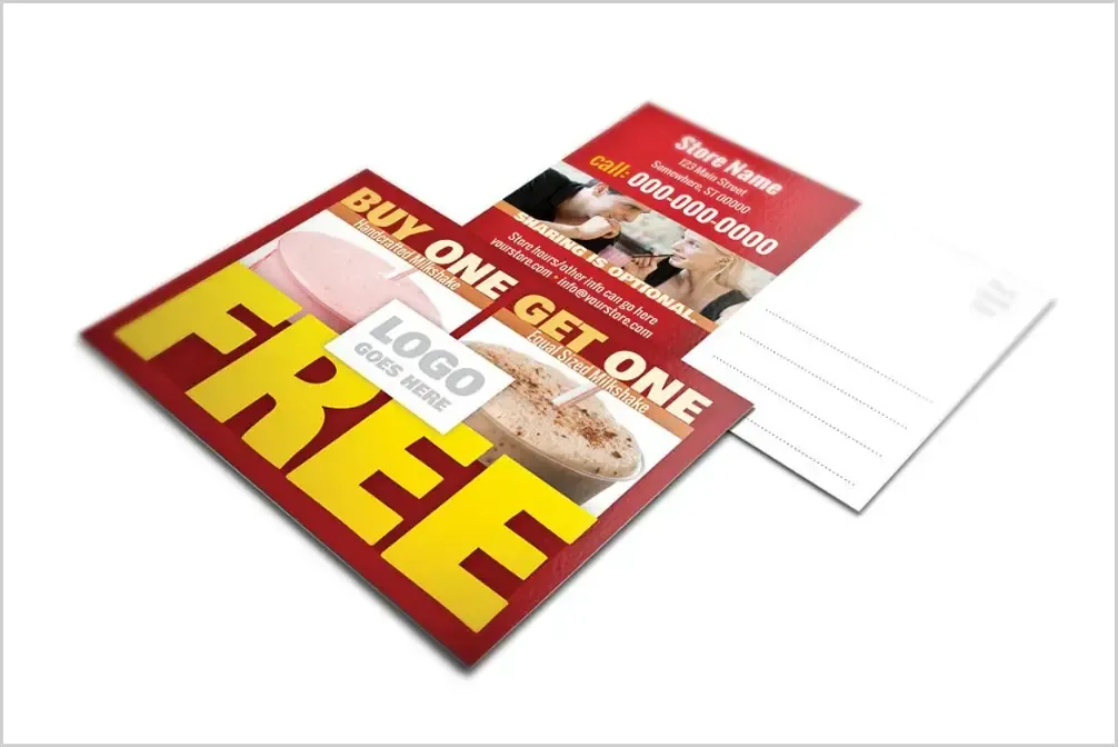 Promotional flyers printed in full color on coated paper
